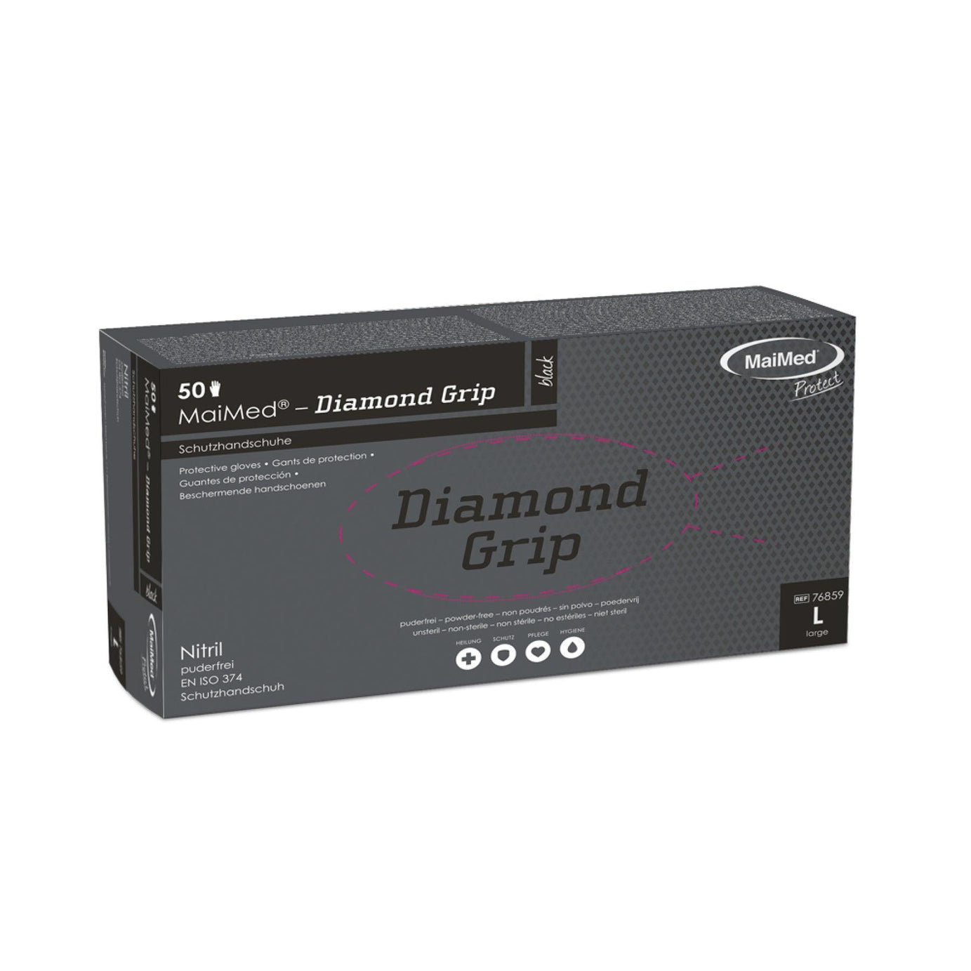 Diamond Grip Nitril Einmalhandschuhe, schwarz, puderfrei - detailingshop.ch