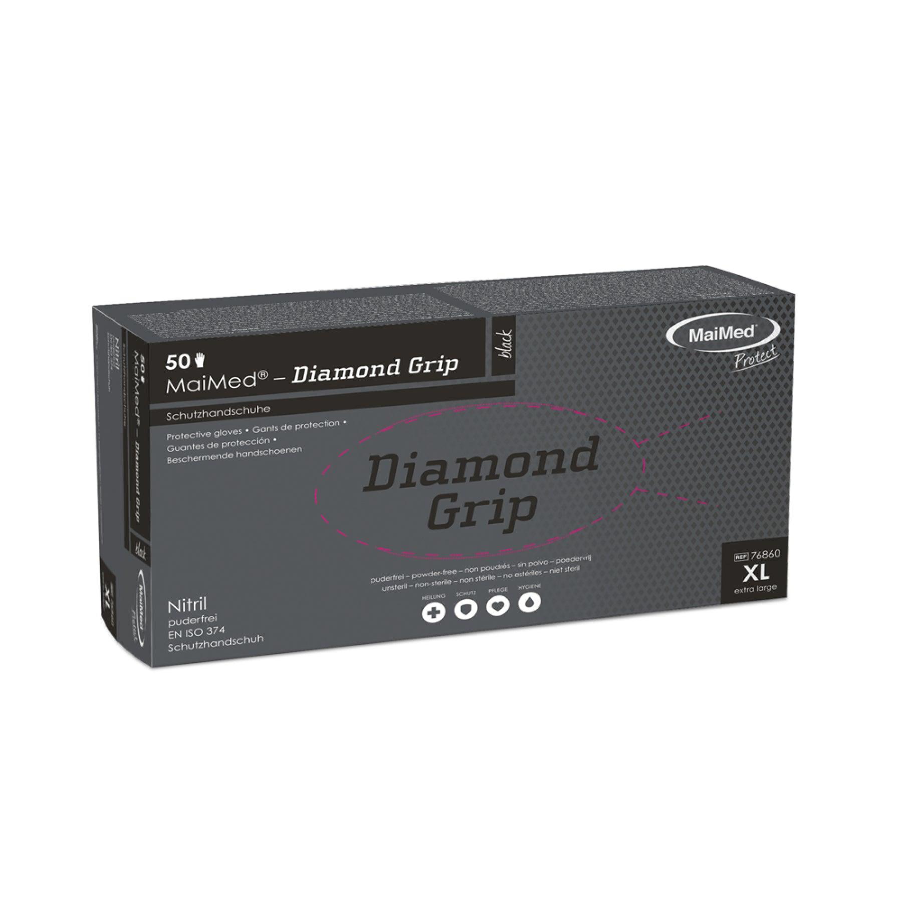 Diamond Grip Nitril Einmalhandschuhe, schwarz, puderfrei - detailingshop.ch